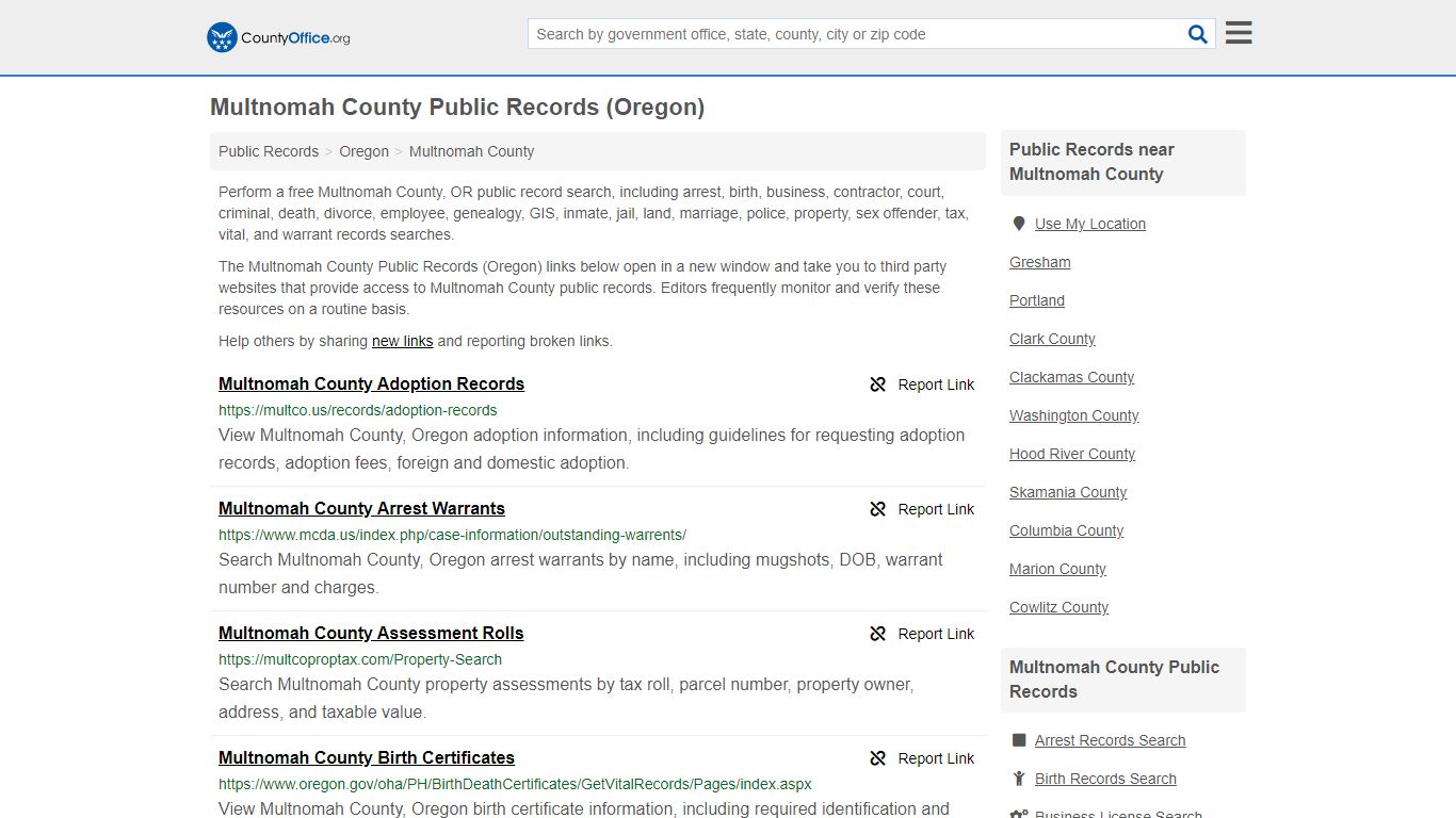 Public Records - Multnomah County, OR (Business, Criminal ...